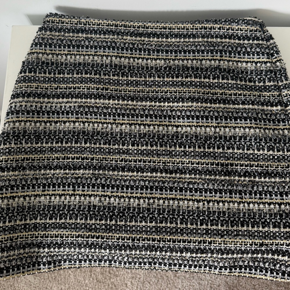 LOFT Black and White Mini Pencil Skirt